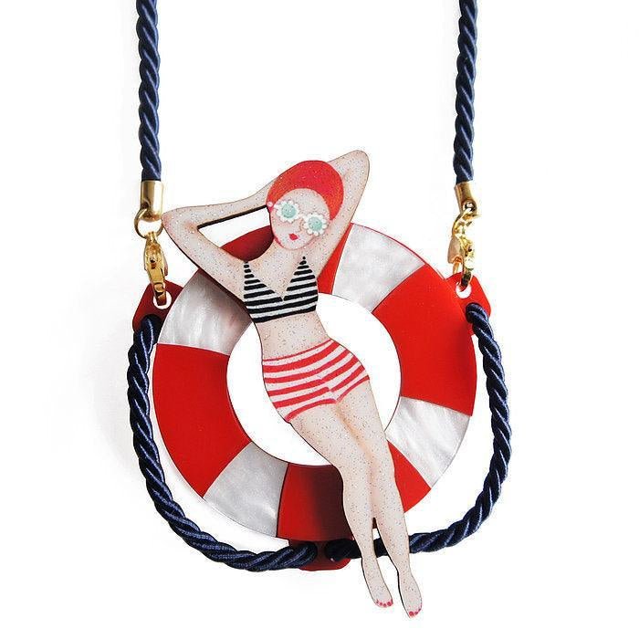 Sun Bather Pin Up Inspired Brooch and Necklace by Laliblue by Quirks! at Shirley Shoppe