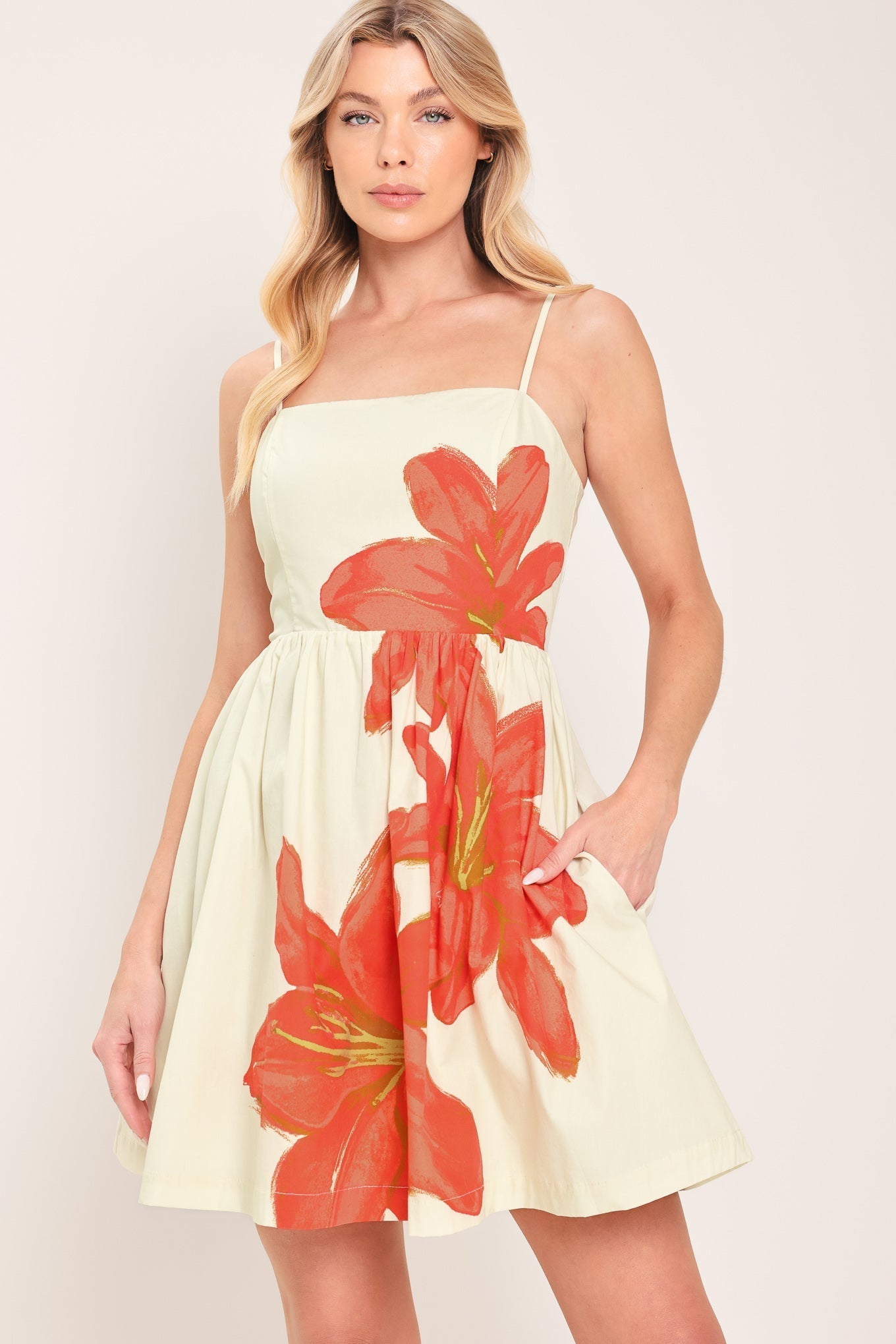 SUNKISSED FLORA WOVEN MINI DRESS by Flying Tomato at Shirley Shoppe