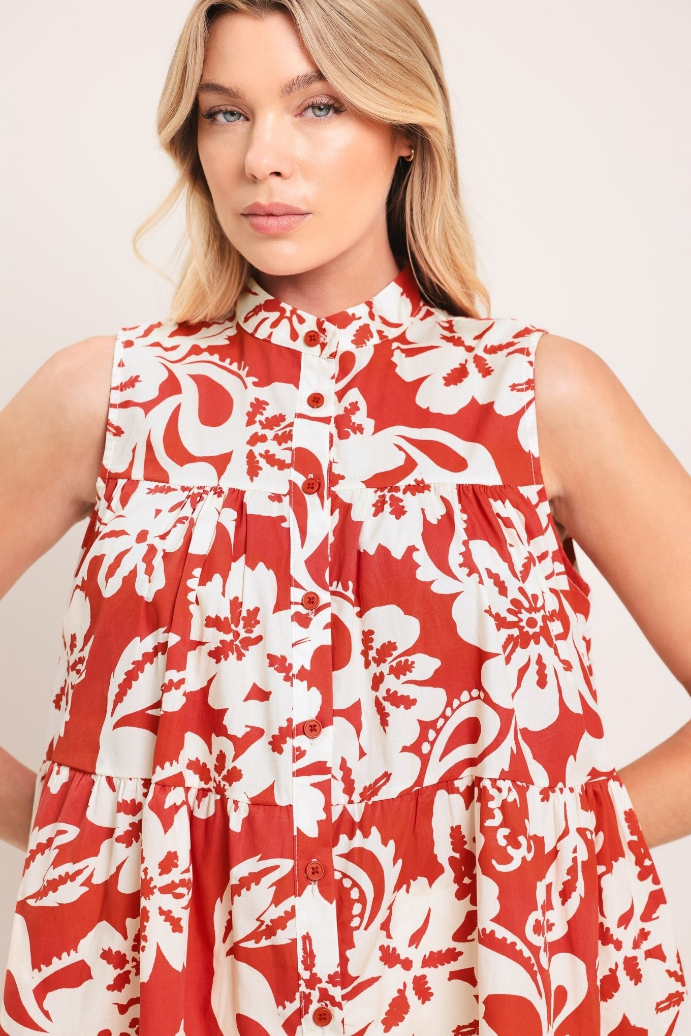 SUNSET BLOOM WOVEN TOP by Flying Tomato at Shirley Shoppe