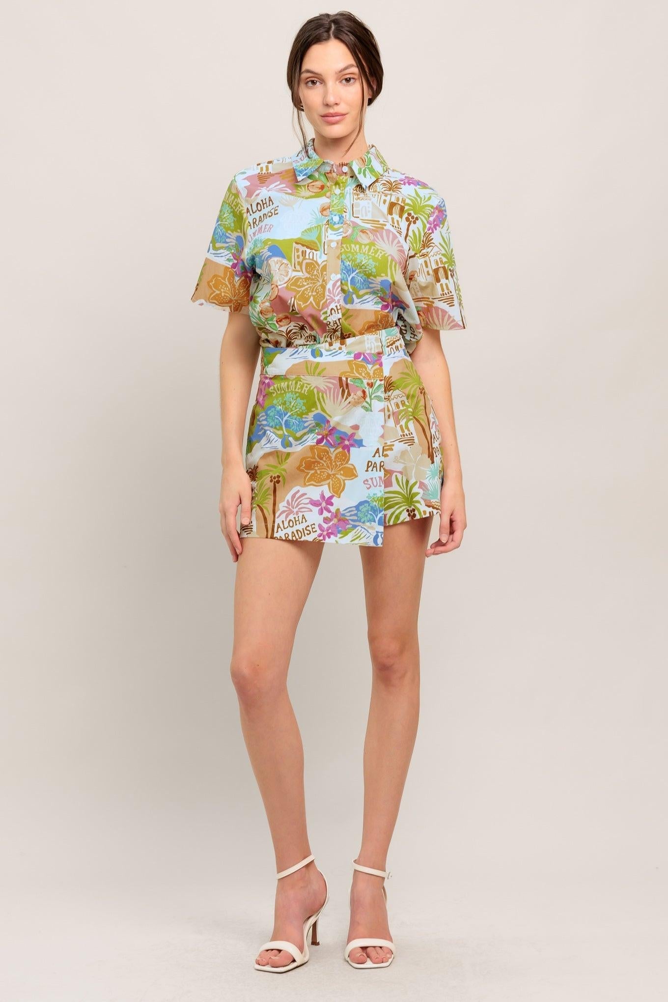 SUNSHINE GETAWAY WOVEN SKORT by Flying Tomato at Shirley Shoppe