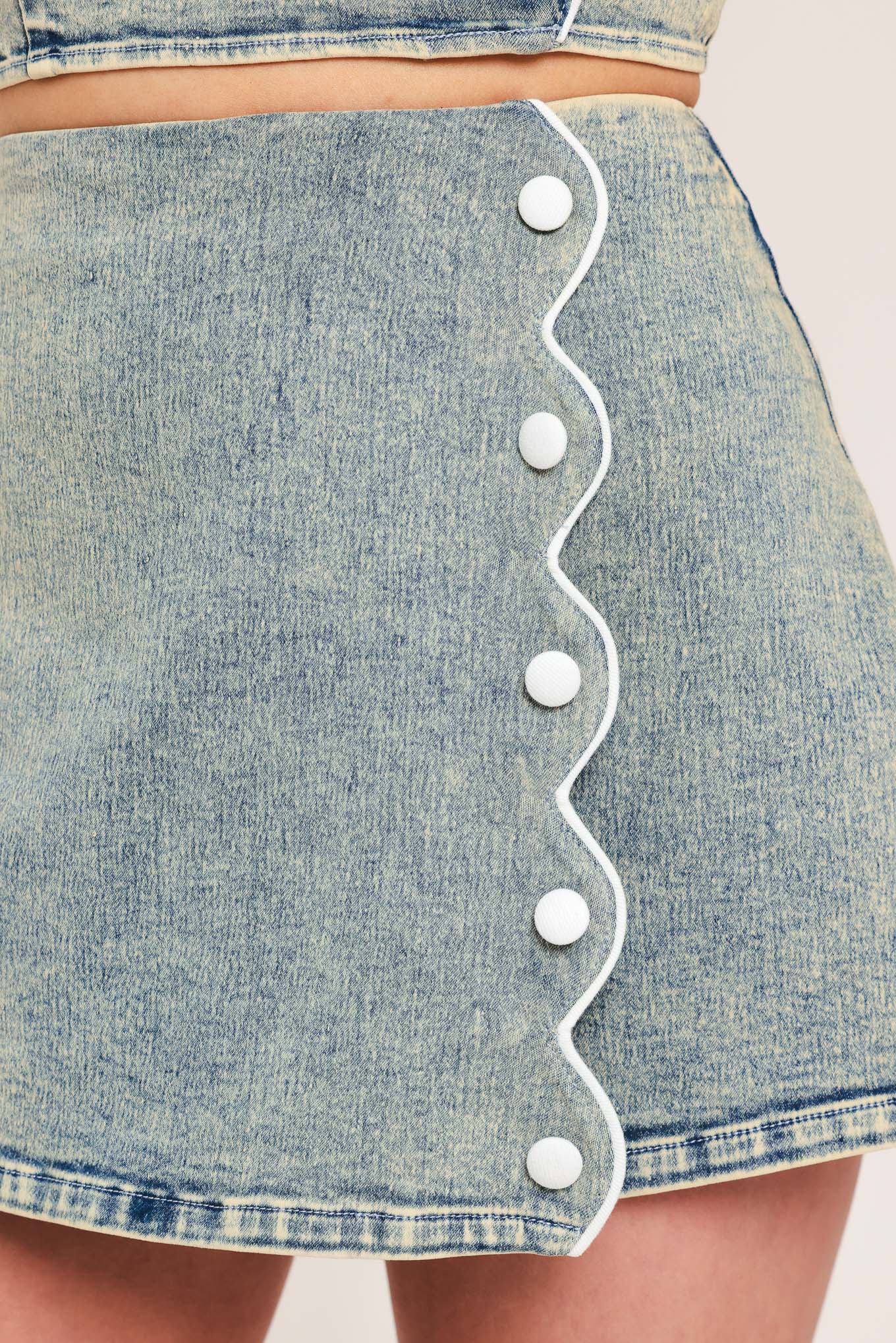SWEET DETAIL DENIM SKORT by Flying Tomato at Shirley Shoppe