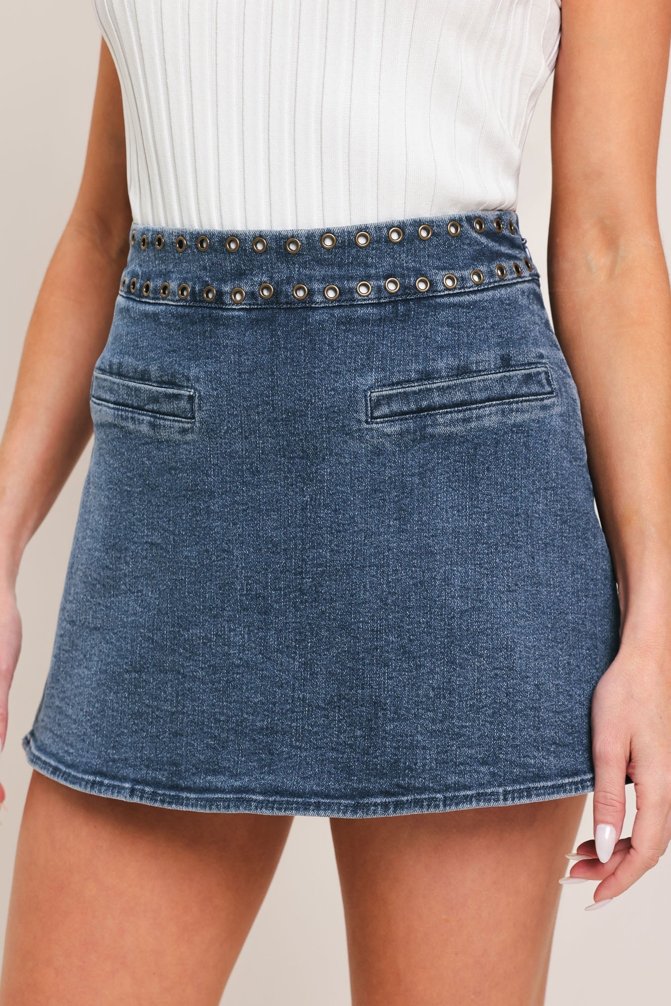 SWEET STUD DENIM SKORT by Flying Tomato at Shirley Shoppe