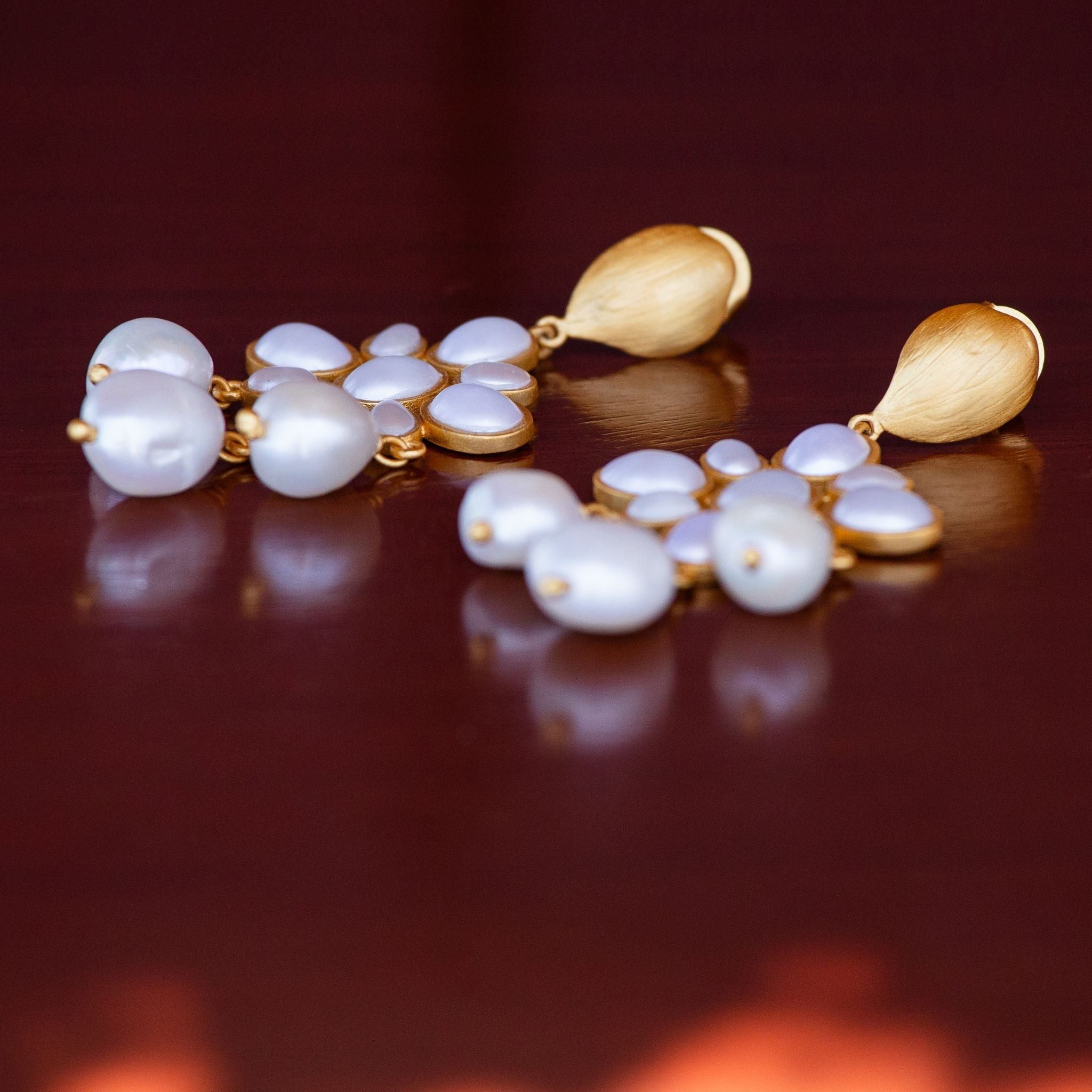 Swept Away Drop Earrings - Pearl by Christina Greene at Shirley Shoppe