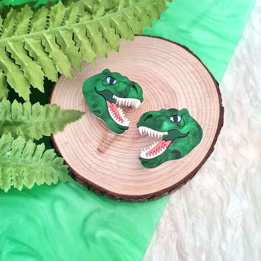 T Rex Dinosaur Brooch Set by Cherryloco Jewellery by Quirks! at Shirley Shoppe