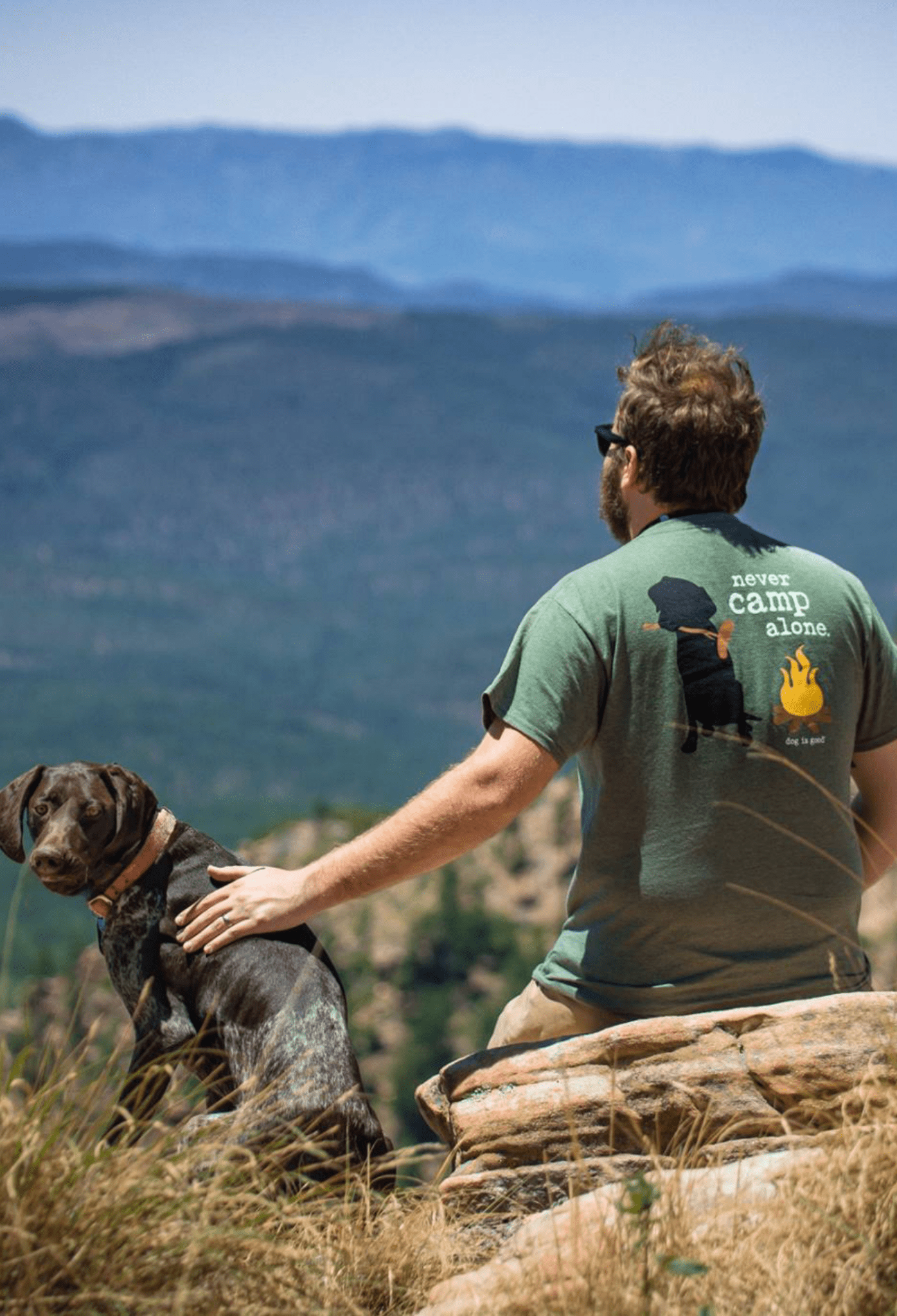 T-shirt: Never Camp Alone by Dog is Good at Shirley Shoppe