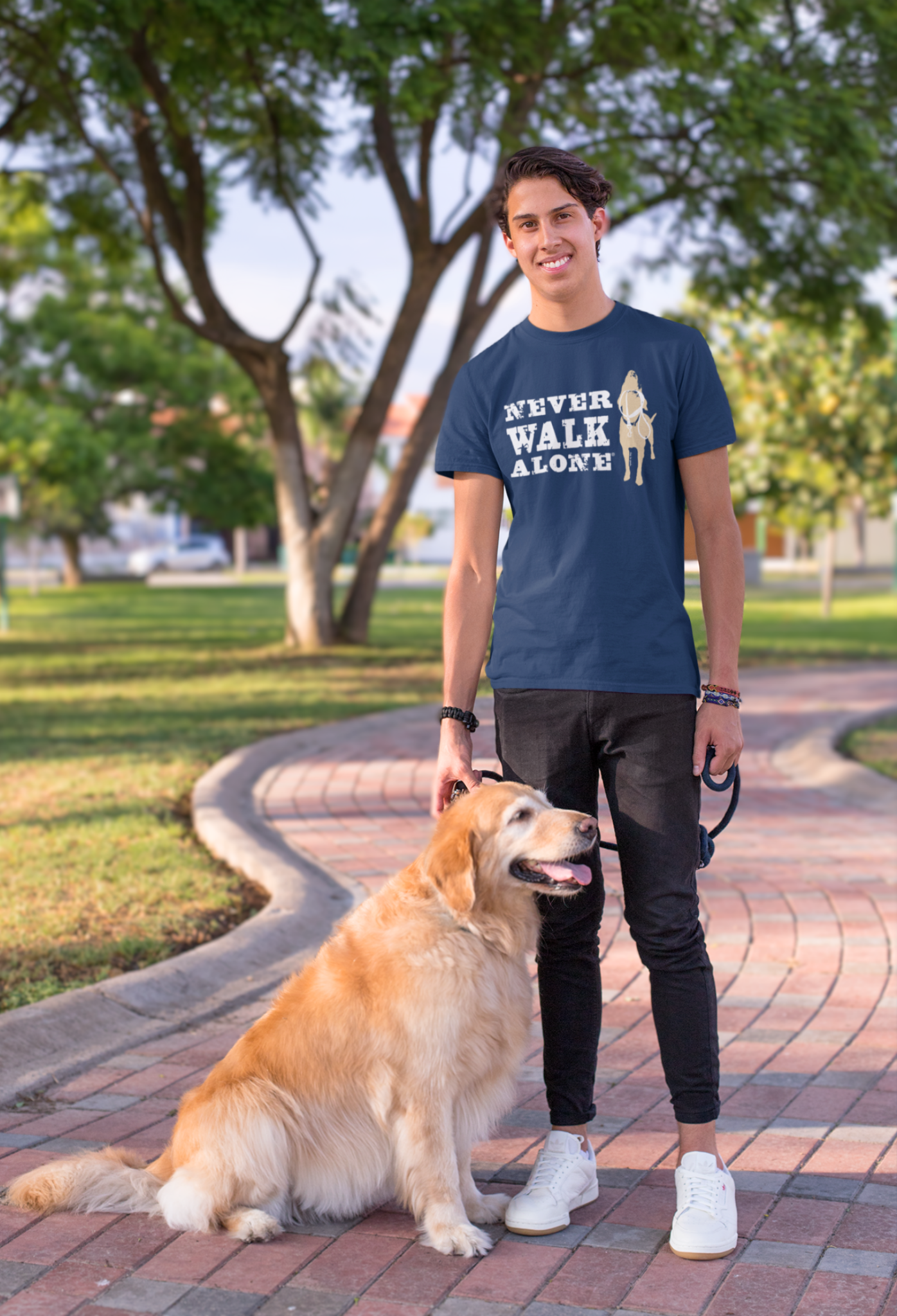 T-shirt: Never Walk Alone by Dog is Good at Shirley Shoppe