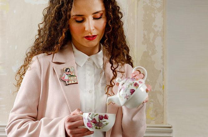 Tea Pin Up Brooch by Laliblue by Quirks! at Shirley Shoppe
