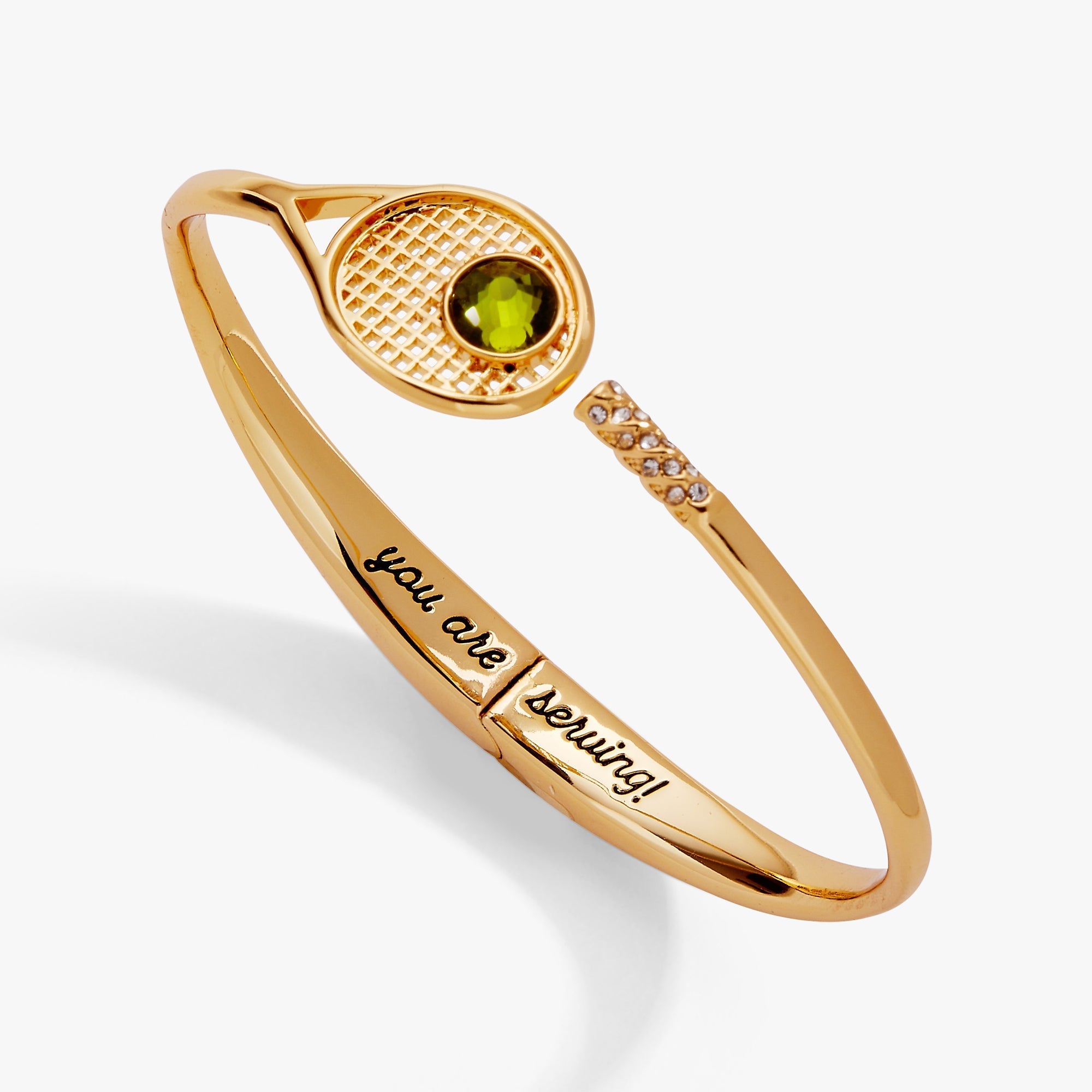 Tennis Racket 'You Are Serving' Hinge Cuff Bracelet by ALEX AND ANI at Shirley Shoppe