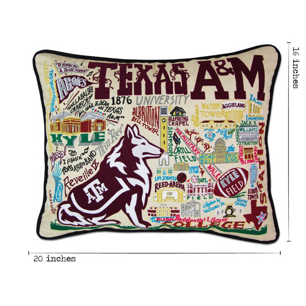 Texas A&M University Collegiate Embroidered Pillow by CatStudio by Quirks! at Shirley Shoppe