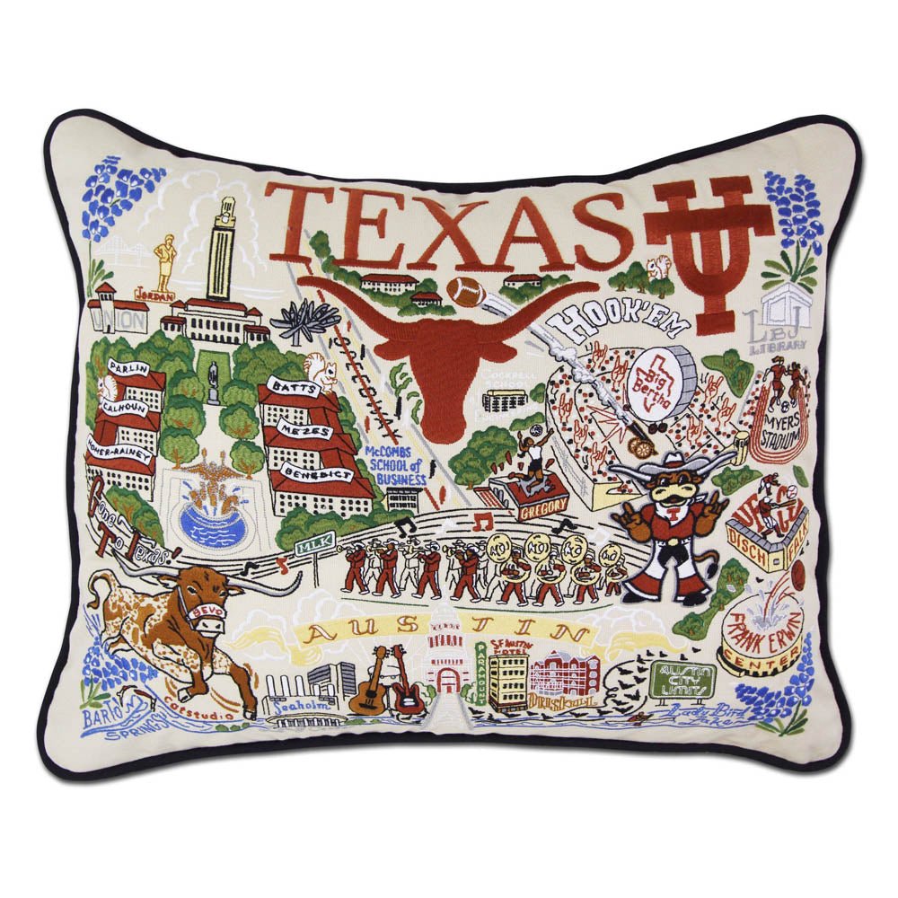 Texas, University of Collegiate Embroidered Pillow by CatStudio by Quirks! at Shirley Shoppe
