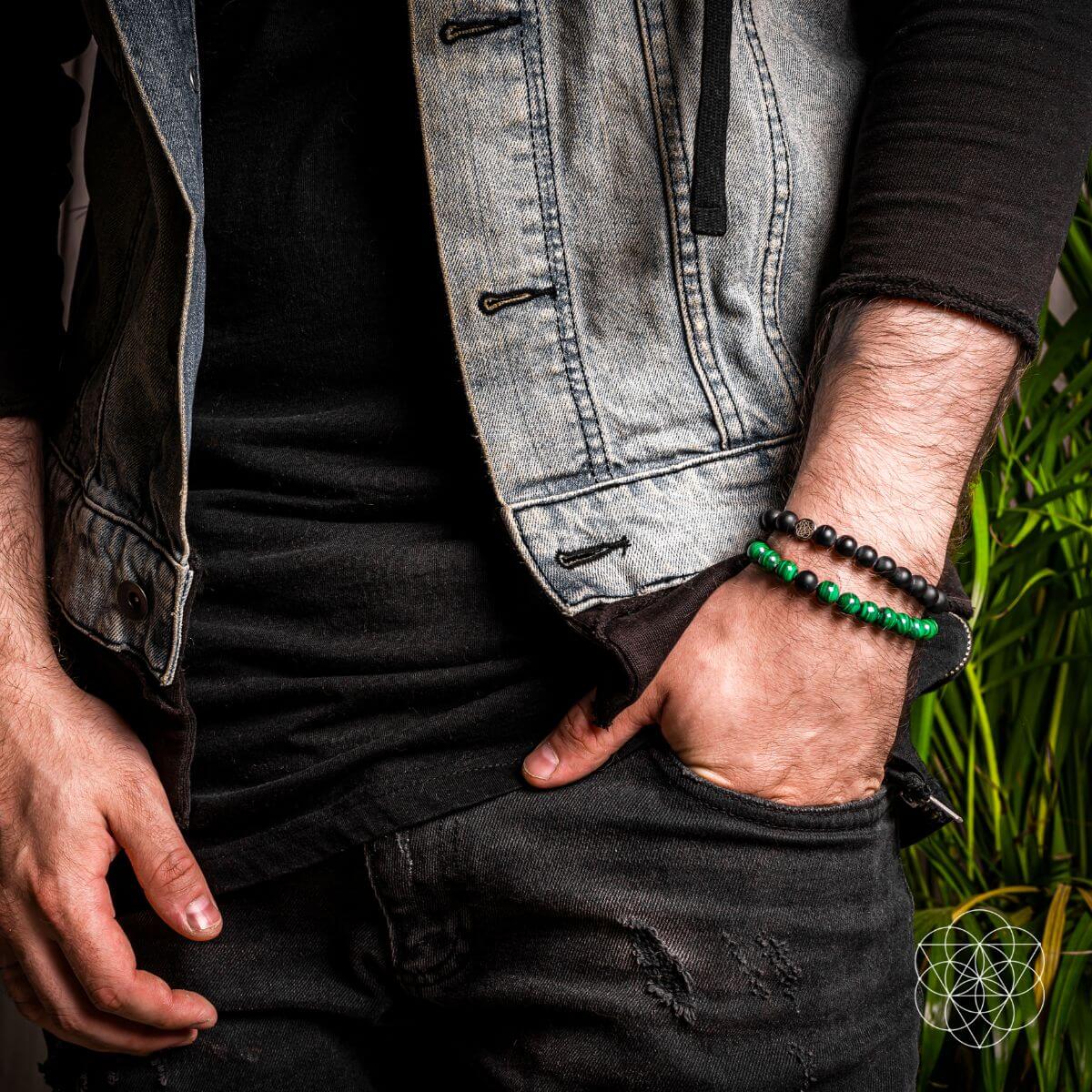 Steady Mind - Malachite & Onyx Double Bracelet