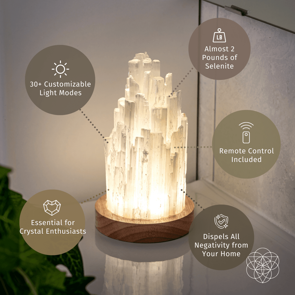 The Cleanse-All Selenite Lamp - 2 Pounds of Healing Power by Conscious Items at Shirley Shoppe