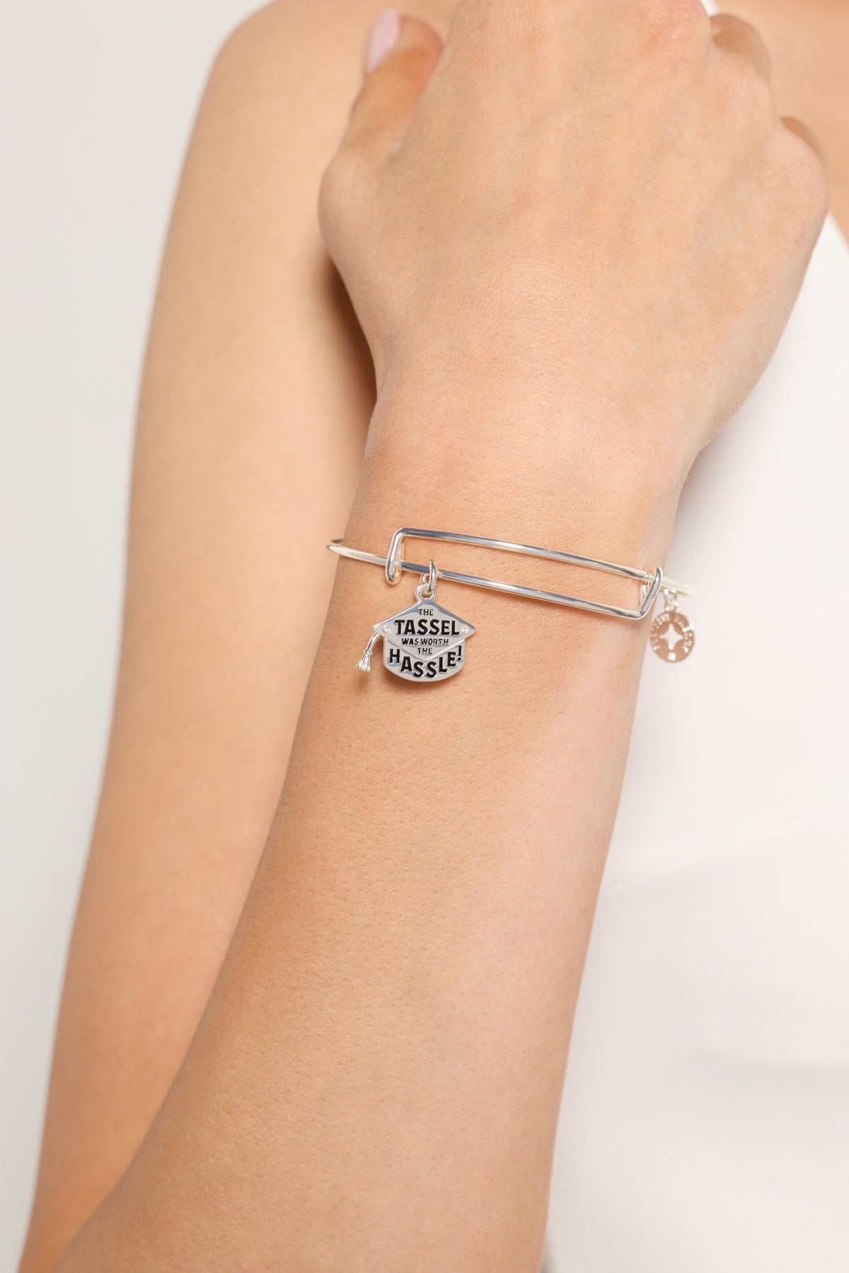 "The Tassel Was Worth The Hassle" Charm Bangle by ALEX AND ANI at Shirley Shoppe