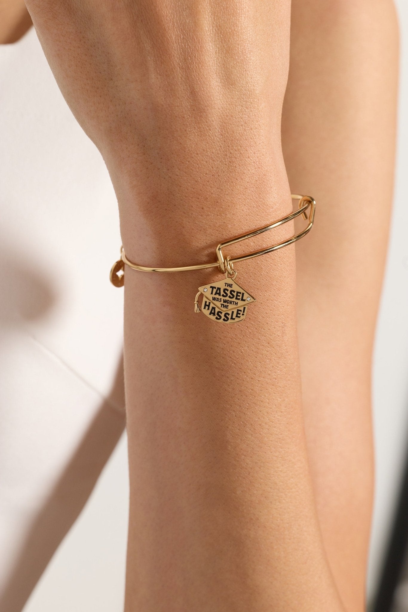 "The Tassel Was Worth The Hassle" Charm Bangle by ALEX AND ANI at Shirley Shoppe