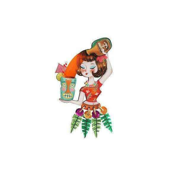 Tiki Waitress Brooch by Laliblue