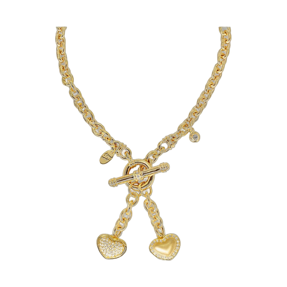 Double Heart Necklace — Pavé & Polished Toggle