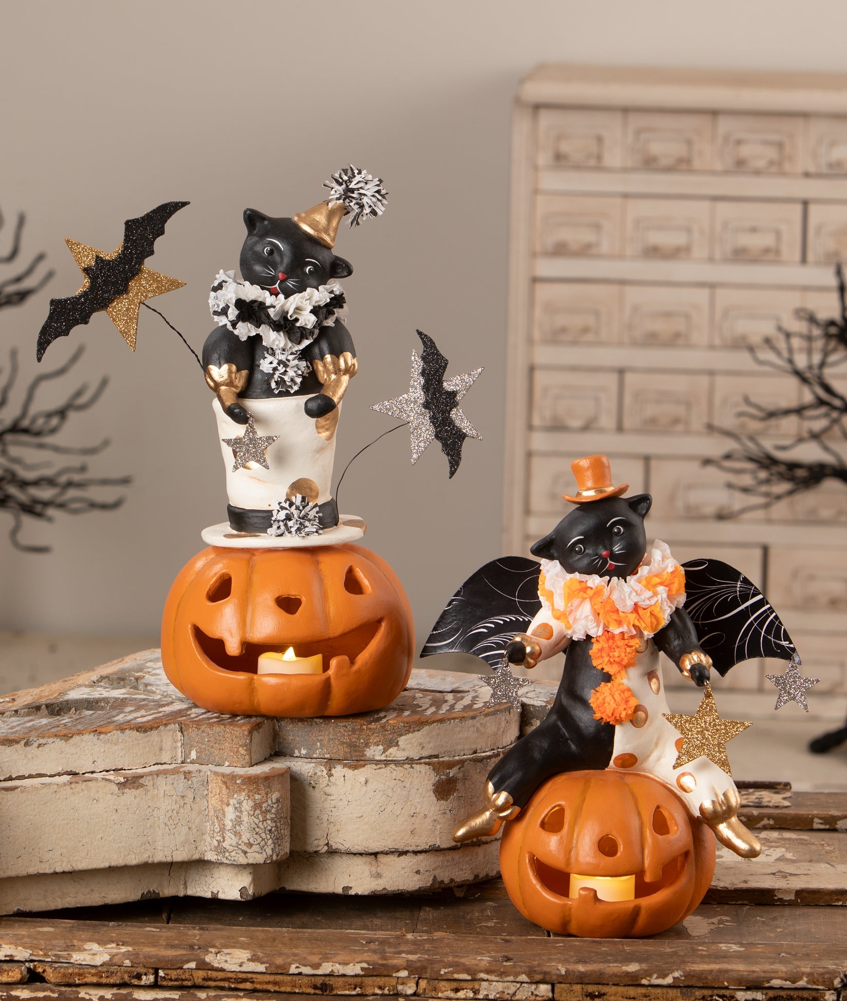 Top Hat Jack with Cat | Halloween Decor | Bethany Lowe by Quirks! at Shirley Shoppe