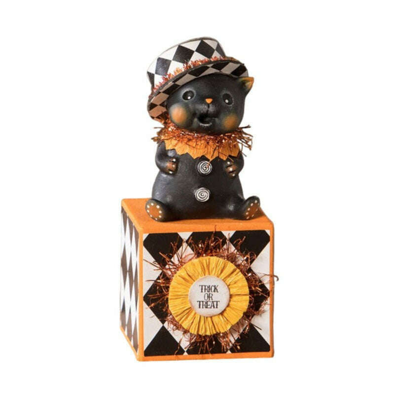 Top Hat Kitty on Block by Bethany Lowe Designs
