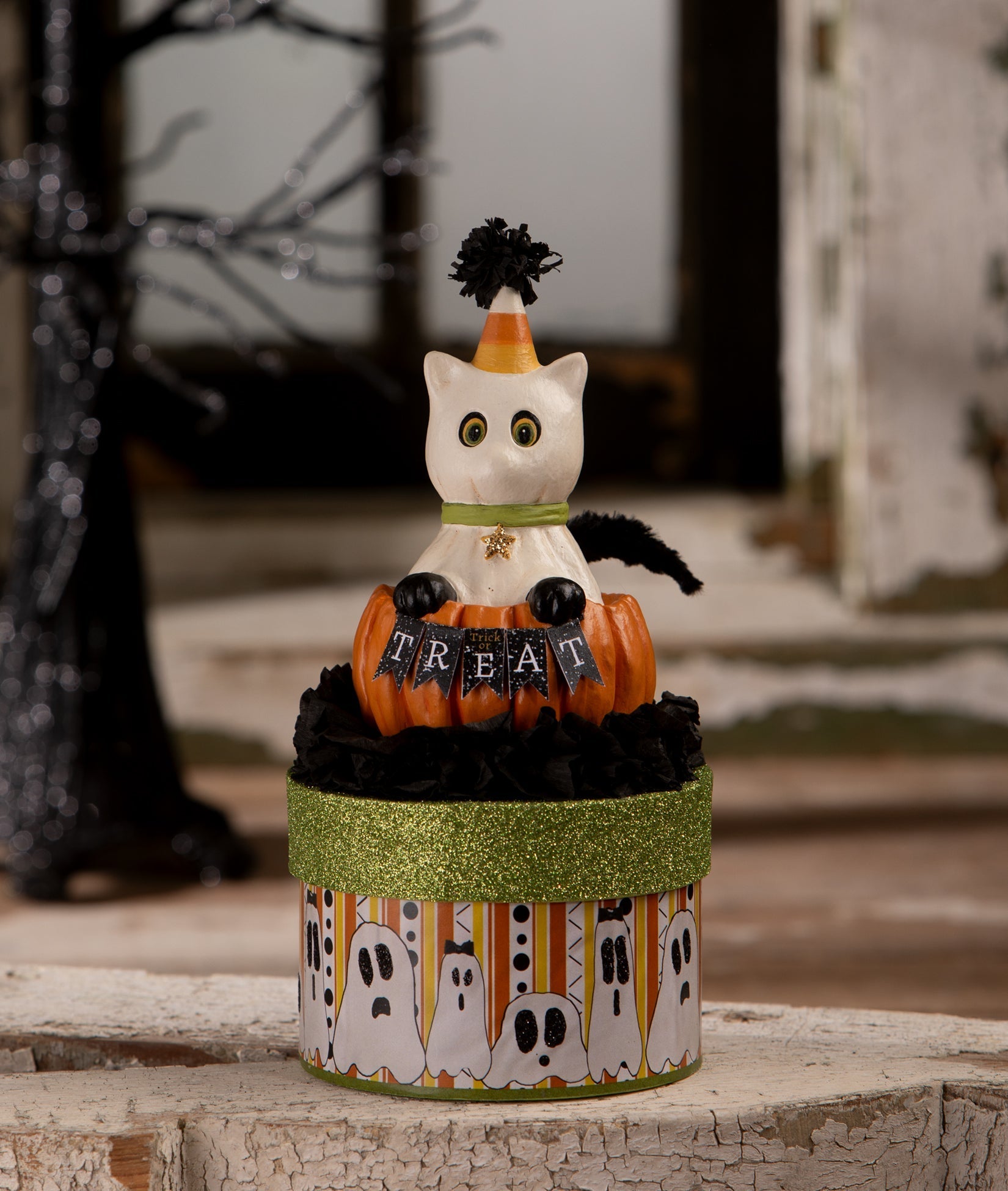 Treat Casper on Box | Halloween Decor | Bethany Lowe by Quirks! at Shirley Shoppe