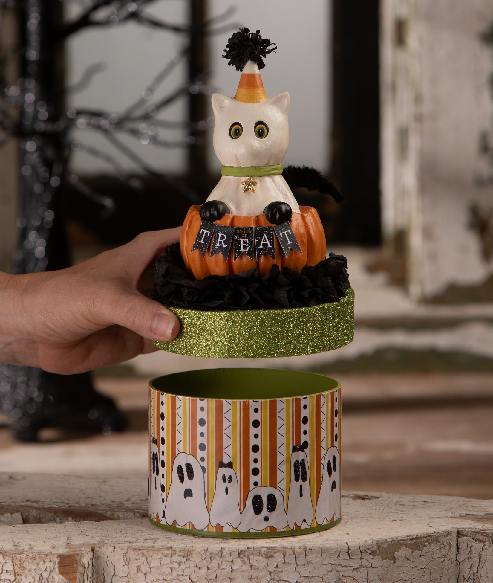 Treat Casper on Box | Halloween Decor | Bethany Lowe by Quirks! at Shirley Shoppe