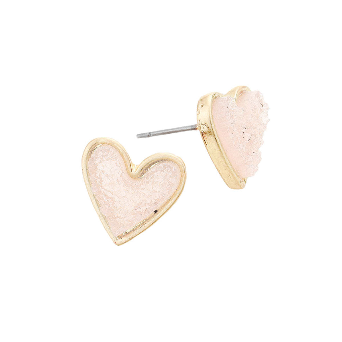 Trendy Fashionable Druzy Heart Stud Earrings