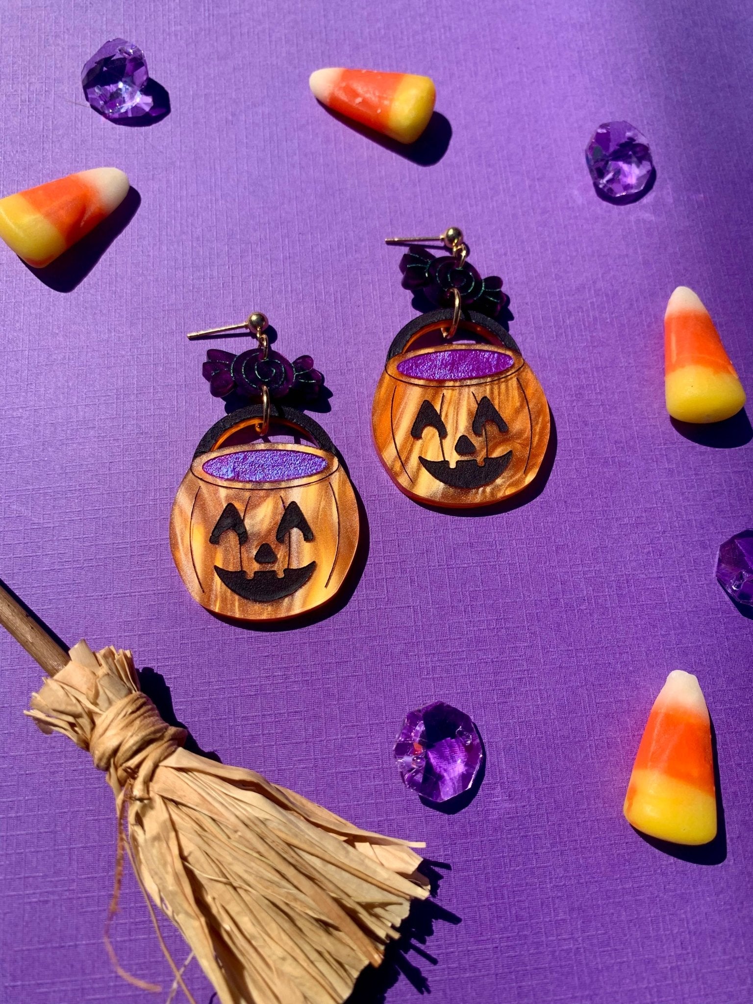 Trick or Treat Acrylic Halloween Earrings by Quirks! at Shirley Shoppe