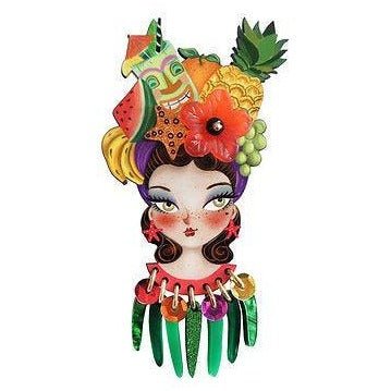 Tropical Tiki Girl Brooch by Laliblue by Quirks! at Shirley Shoppe