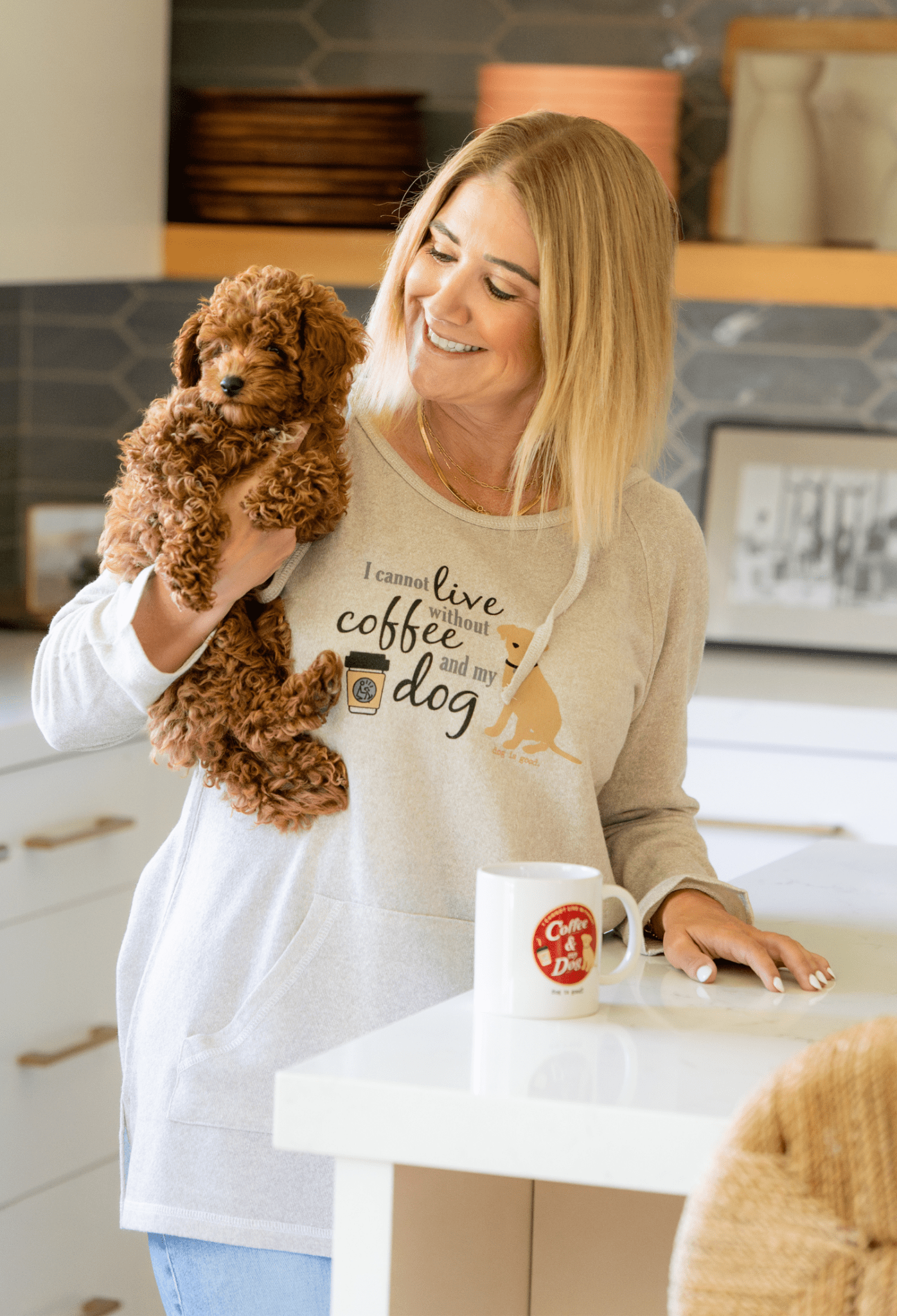 Tunic Hoodie: I Cannot Live Without Coffee and My Dog by Dog is Good at Shirley Shoppe