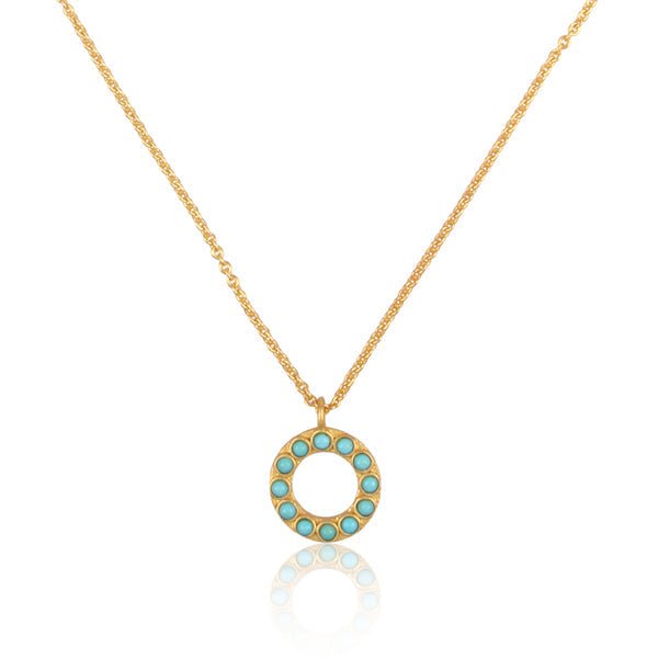 Turquoise Circle Pendant Necklace by Christina Greene at Shirley Shoppe