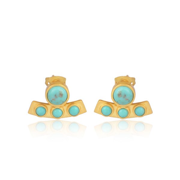 Turquoise Curved Bar Stud Earrings by Christina Greene at Shirley Shoppe