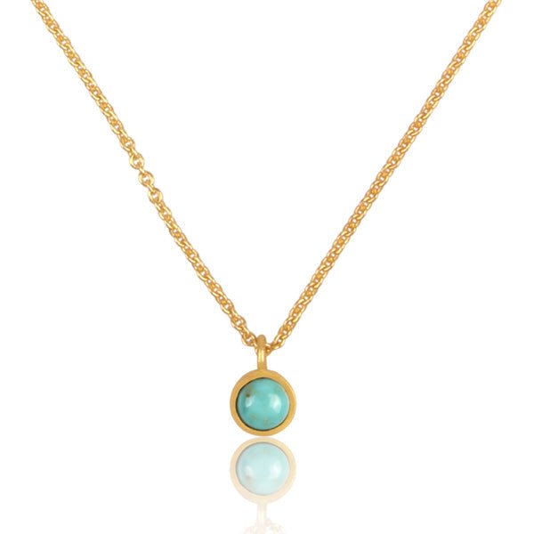 Turquoise Dainty Pendant Necklace by Christina Greene at Shirley Shoppe