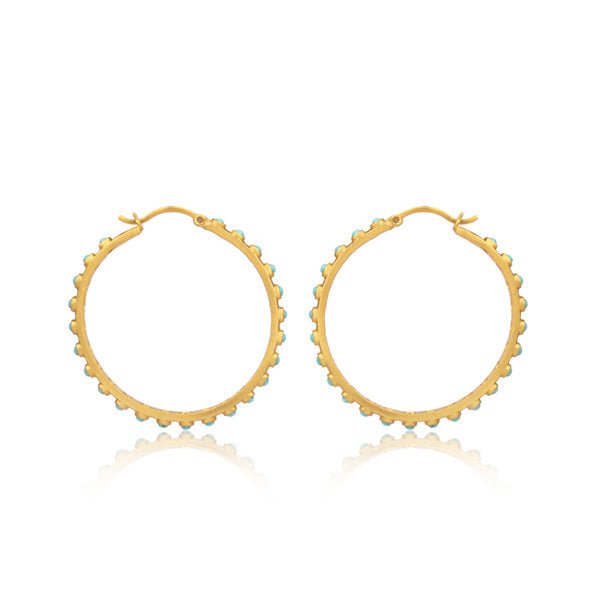 Turquoise Hoop Earrings by Christina Greene at Shirley Shoppe
