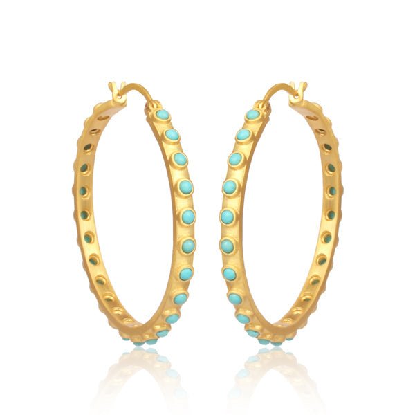 Turquoise Hoop Earrings by Christina Greene at Shirley Shoppe