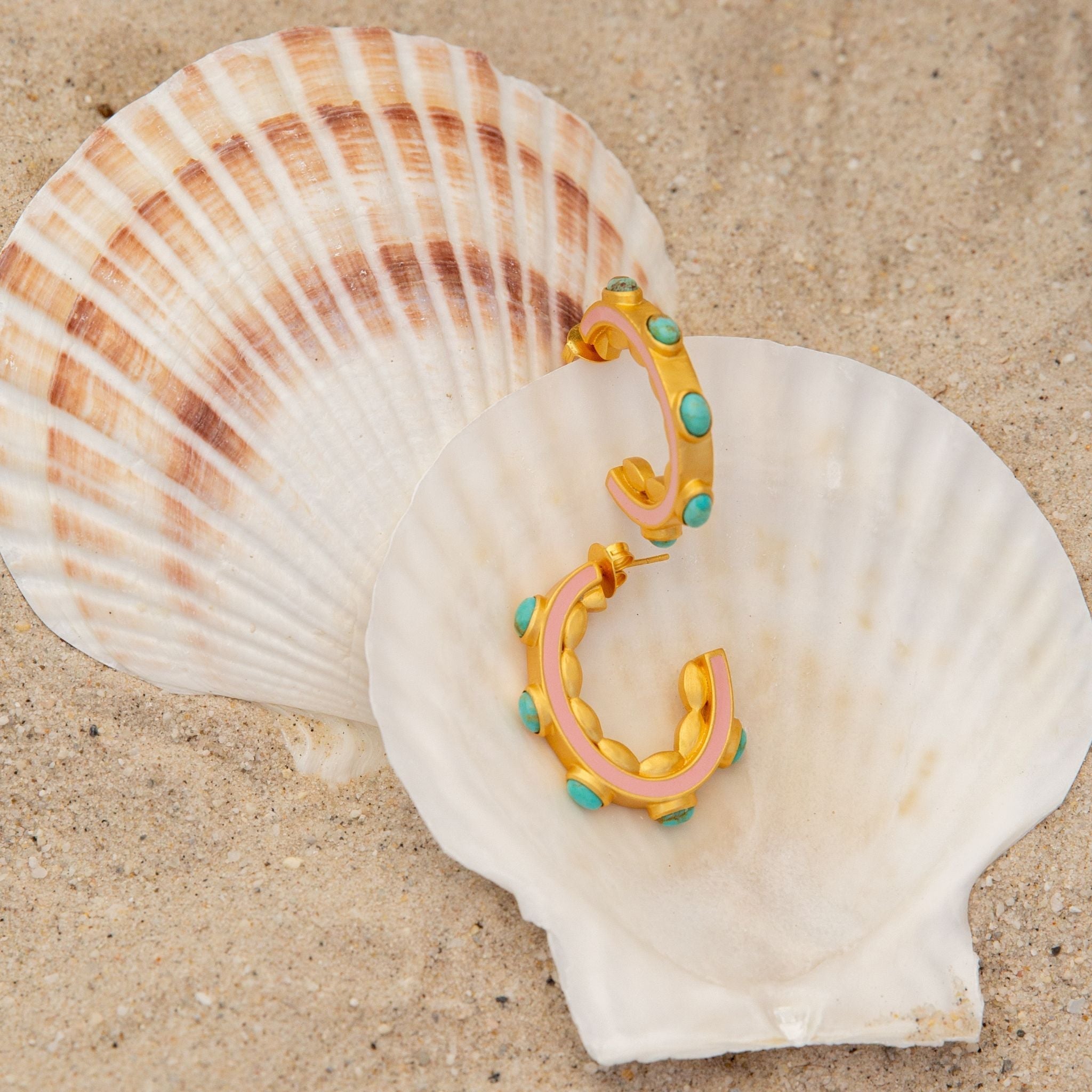 Turquoise Sea Hoop Earrings by Christina Greene at Shirley Shoppe