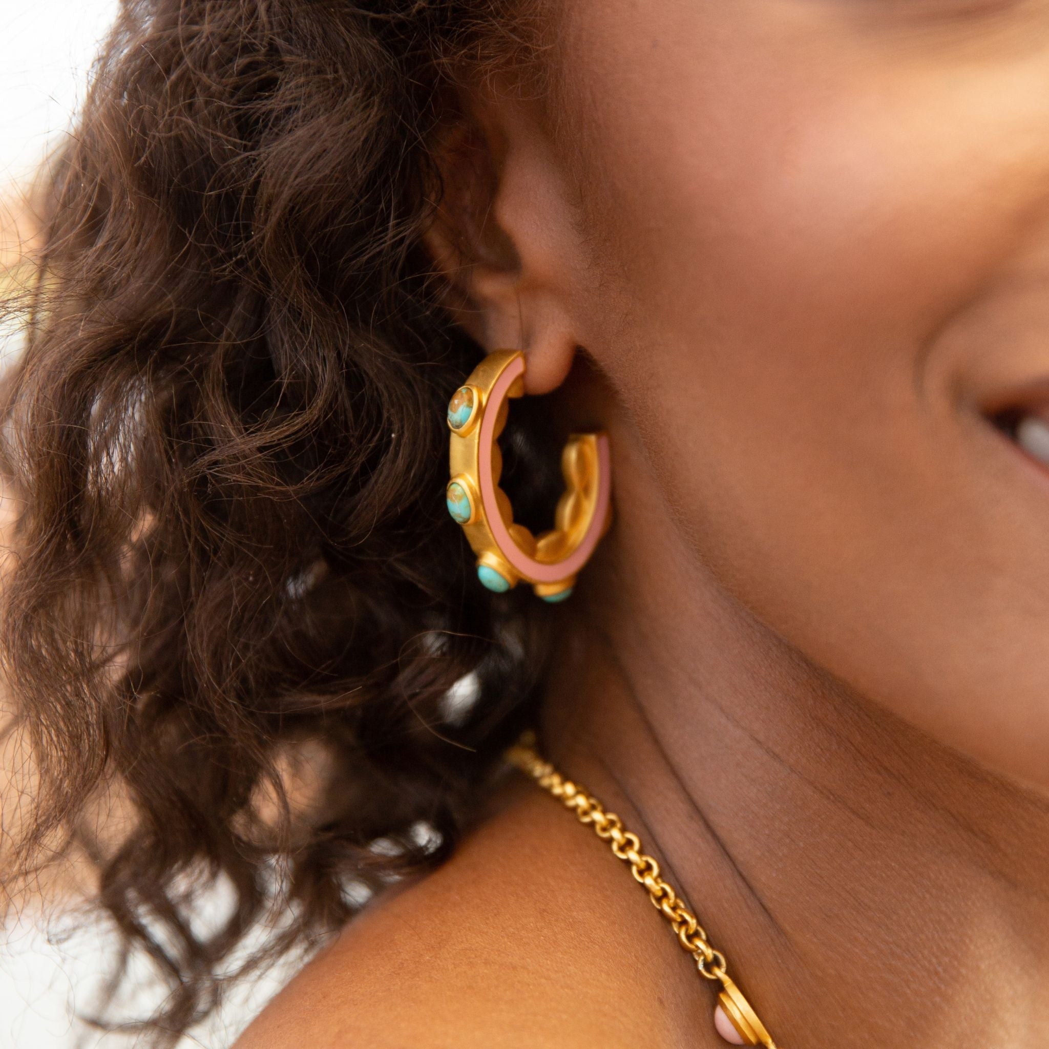Turquoise Sea Hoop Earrings by Christina Greene at Shirley Shoppe
