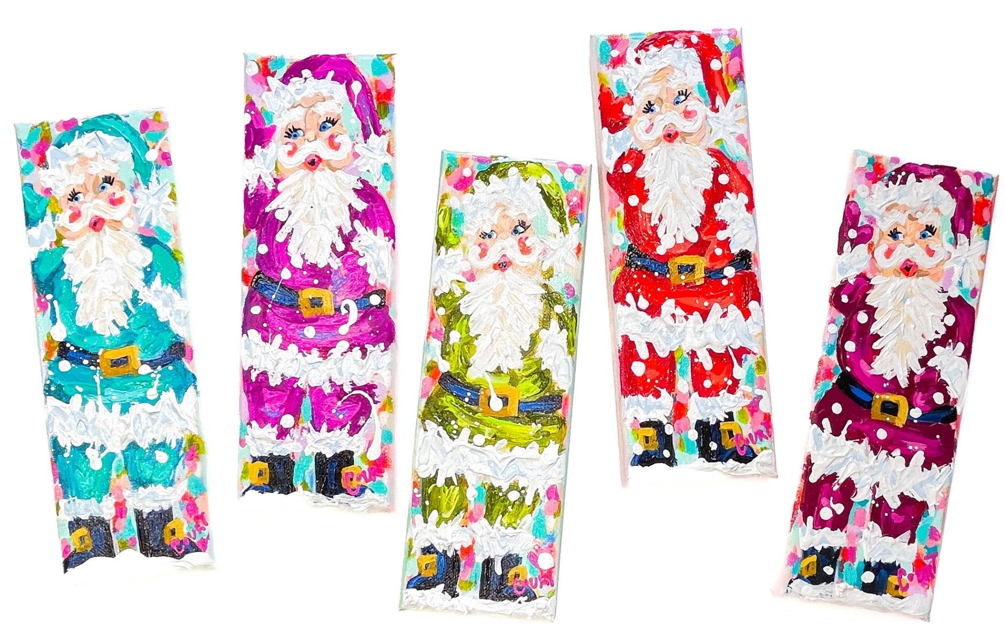Turquoise Vintage Santa Original Painting by Quirks! at Shirley Shoppe