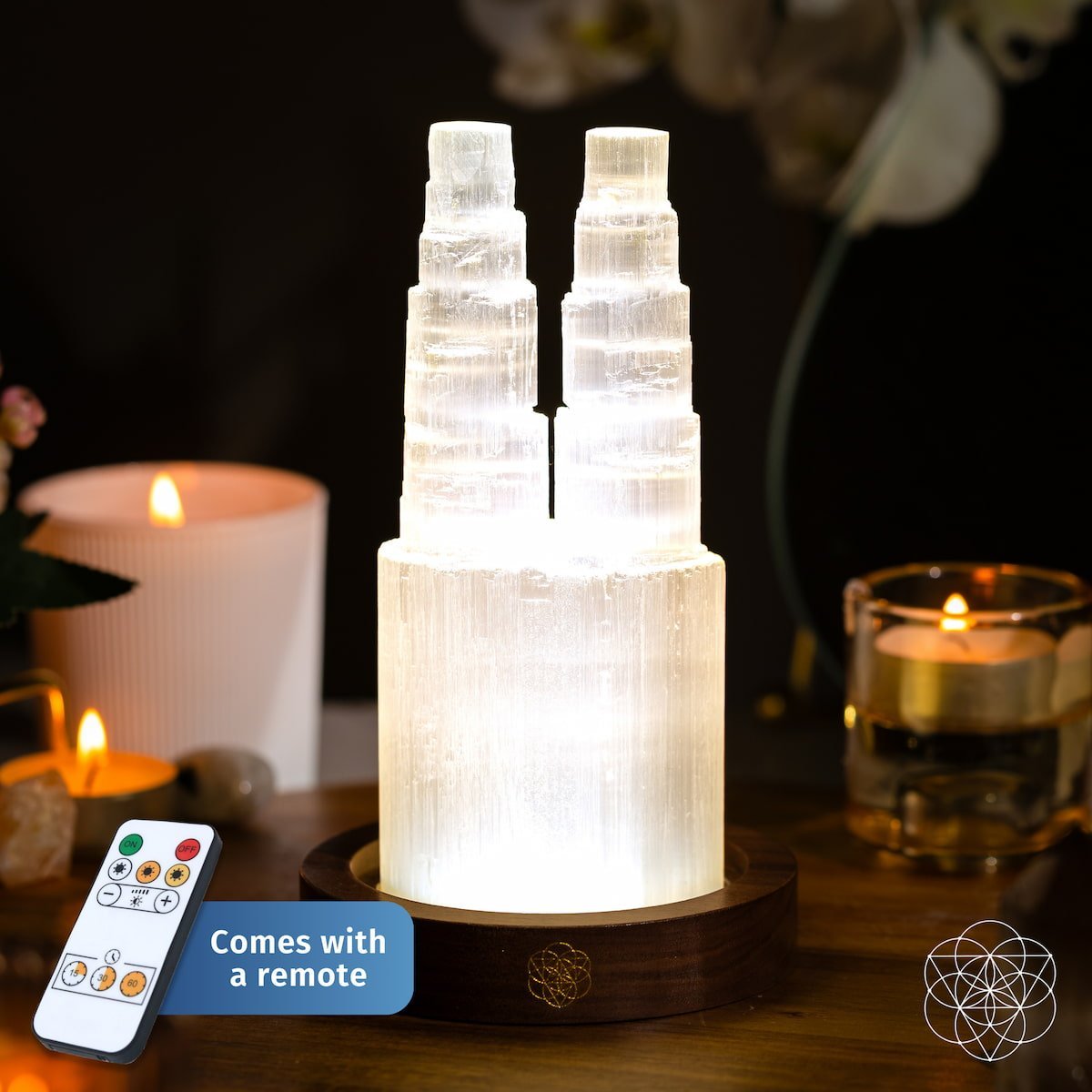 Two-Tower Selenite Lamp – Deep Energy Cleanse & Reset by Conscious Items at Shirley Shoppe