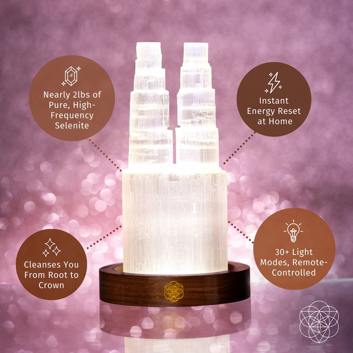 Two-Tower Selenite Lamp – Deep Energy Cleanse & Reset by Conscious Items at Shirley Shoppe