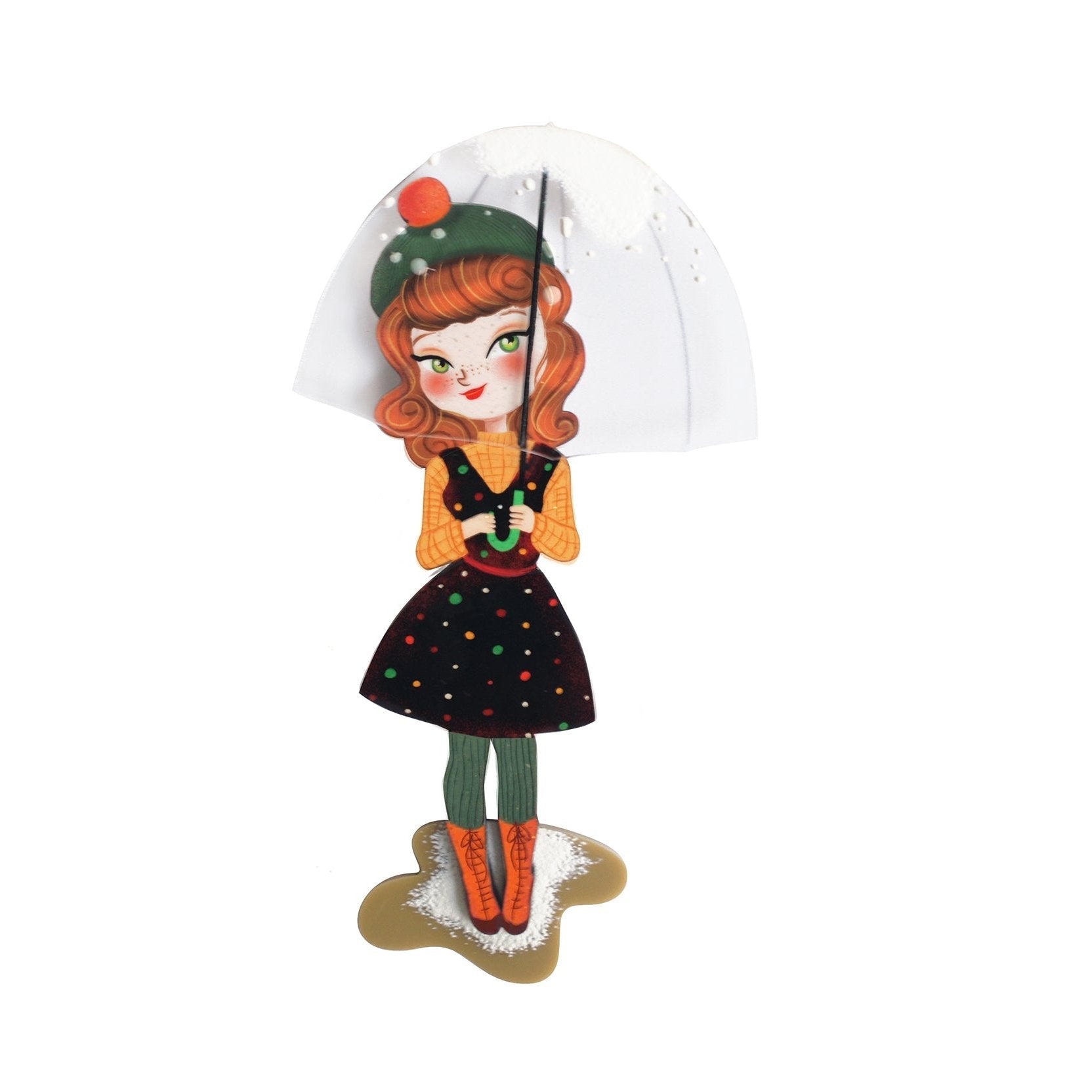 Umbrella Girl Brooch by Laliblue – Retro Kitschy Statement Brooch for Collectors by Quirks! at Shirley Shoppe