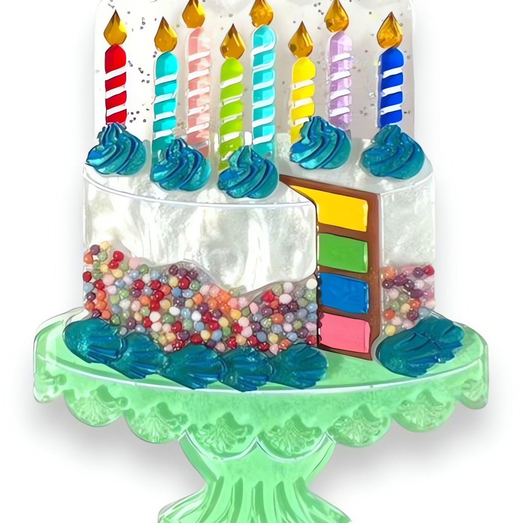 "Slice, Slice Baby" Birthday Cake Brooch by Lipstick & Chrome x Club Eggie — Vintage Birthday Acrylic Pin
