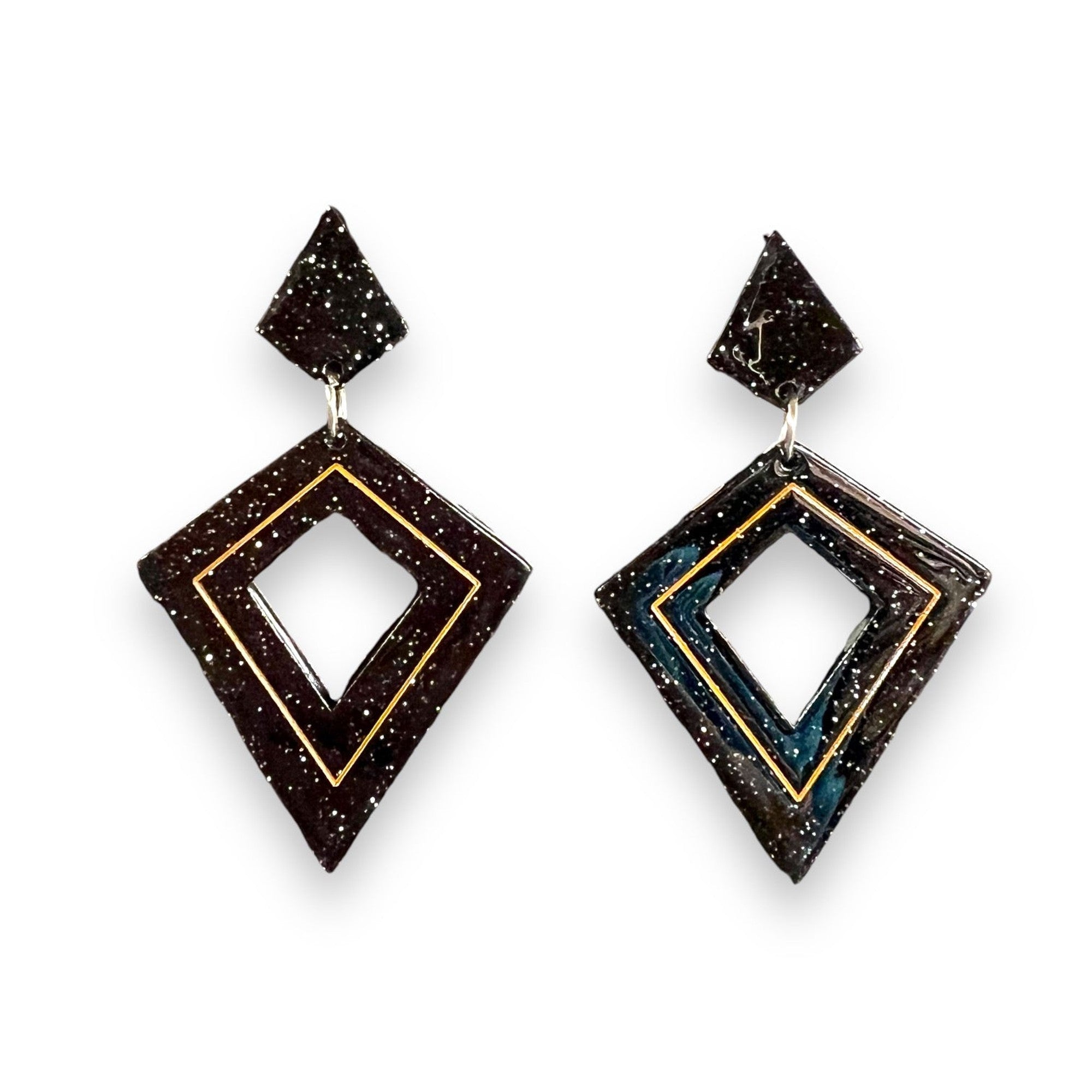 Retro Diamond Dangle Earrings by Lipstick & Chrome — Vintage-Inspired Acrylic Statement Earrings