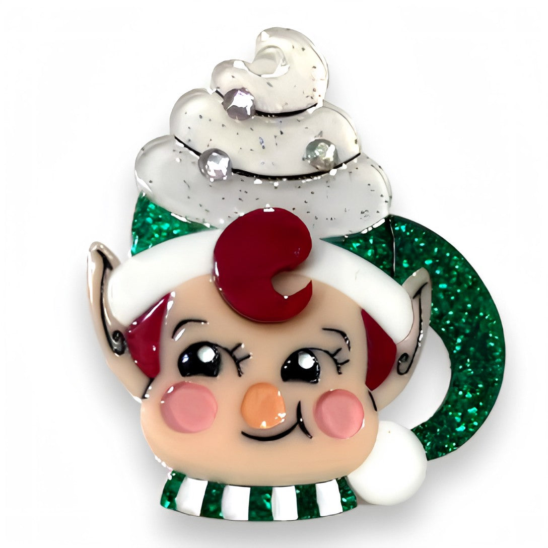 Jolly Jingler Elf Mug Brooch by Lipstick & Chrome — Holiday Ceramic Mug Pin