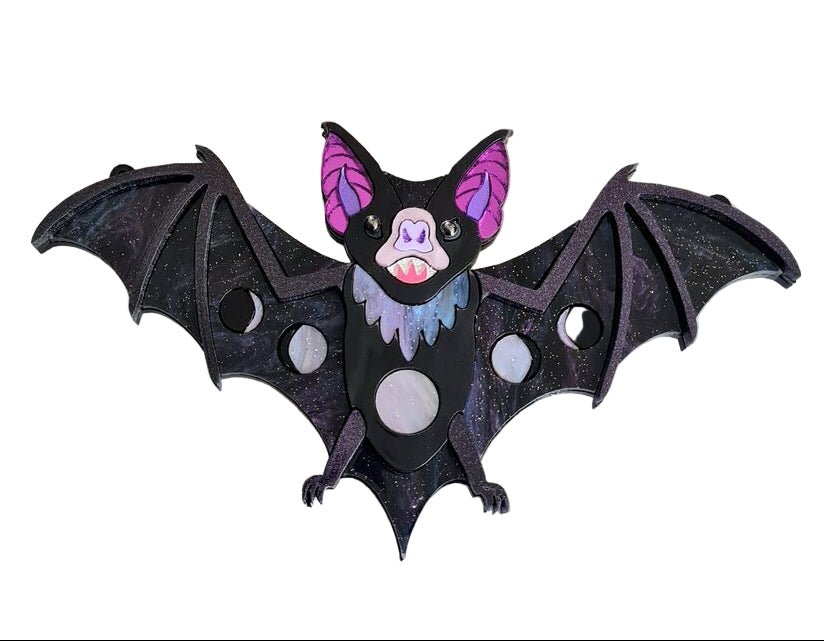 Vampire Bat Statement Necklace PURPLE GALAXY by Cherryloco by Quirks! at Shirley Shoppe