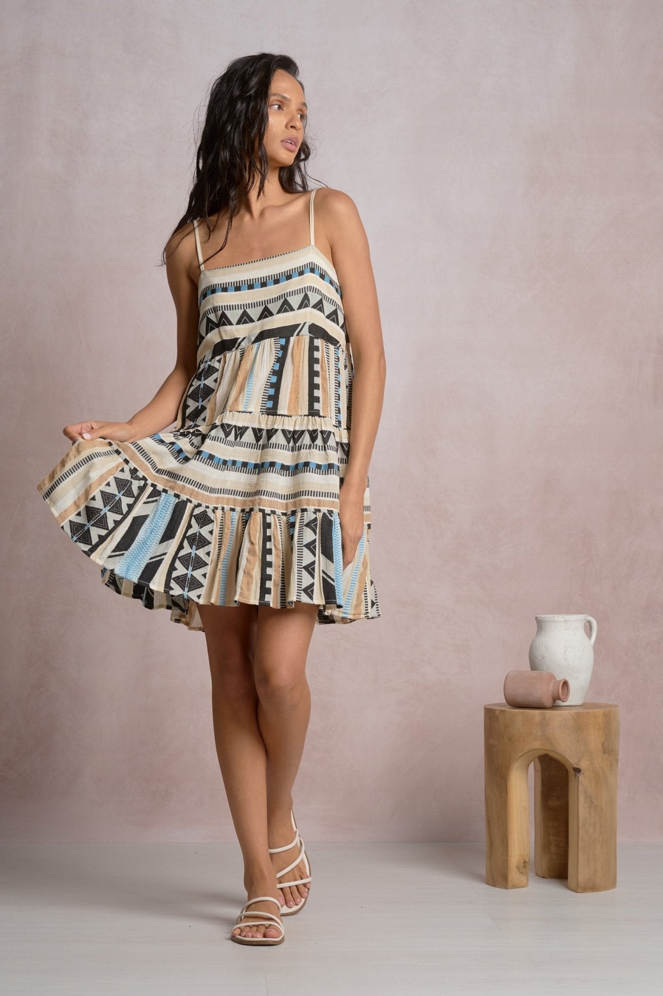 Vega Dress Neutral Aztec by Shop Elan at Shirley Shoppe