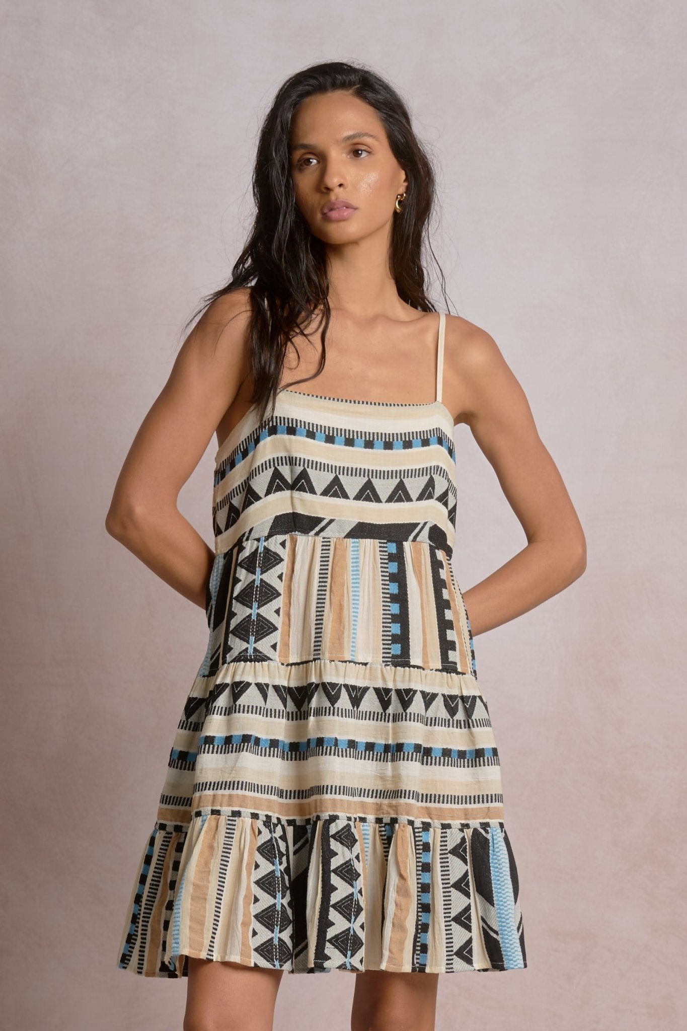 Vega Dress Neutral Aztec by Shop Elan at Shirley Shoppe