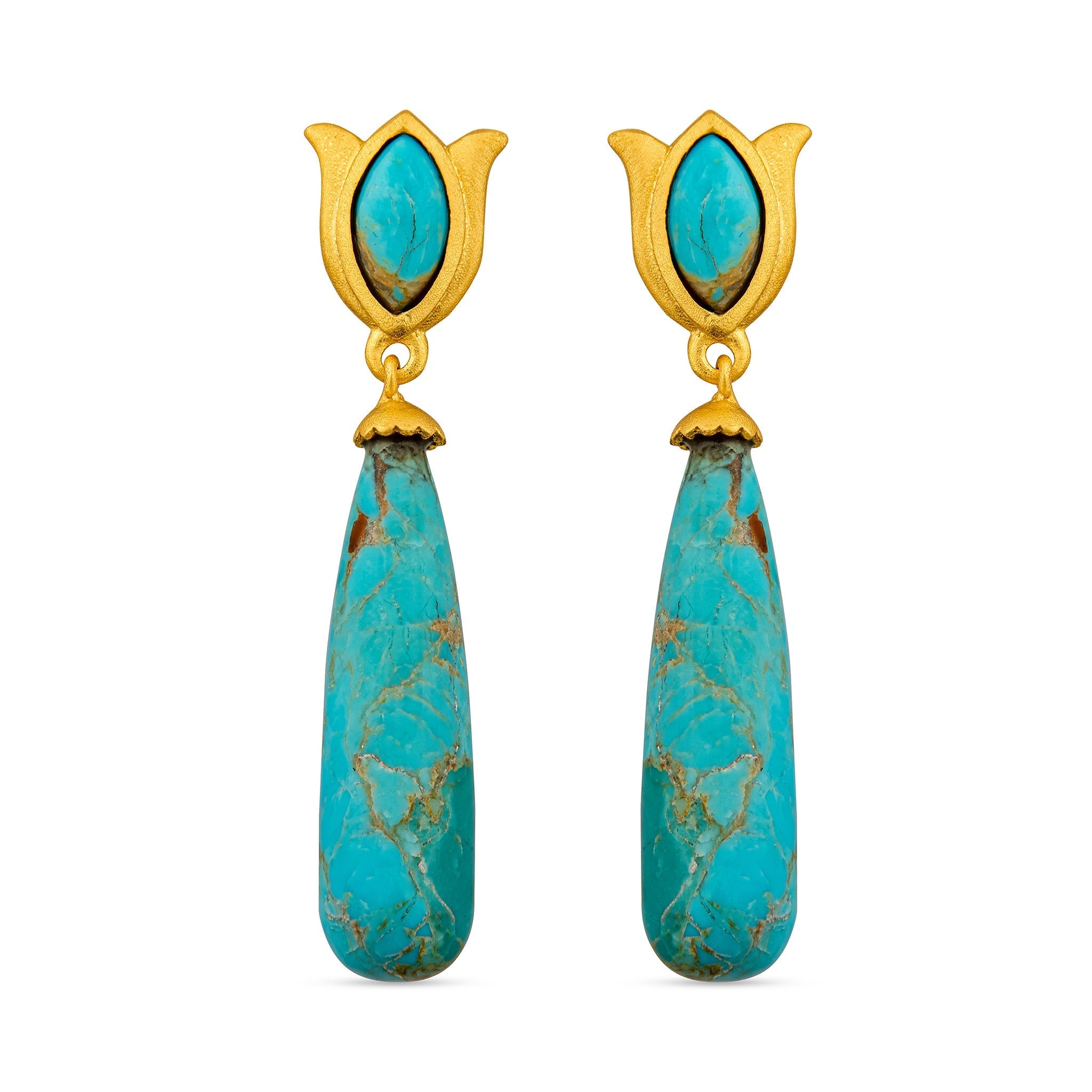 Verona Tulip Drop Earrings - Turquoise by Christina Greene at Shirley Shoppe