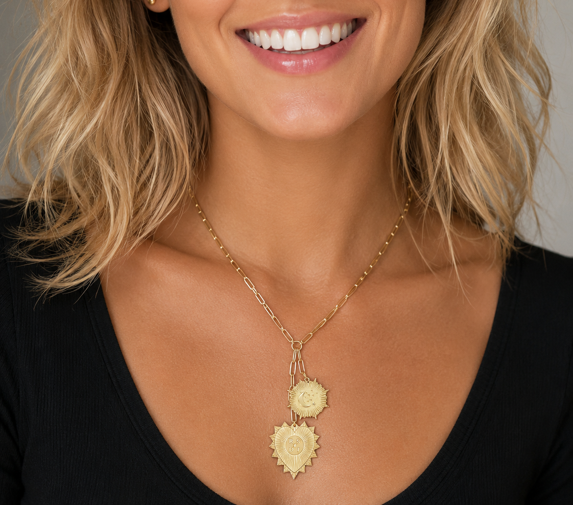 Vesta Initial Heart and Constellations Medallion Necklace