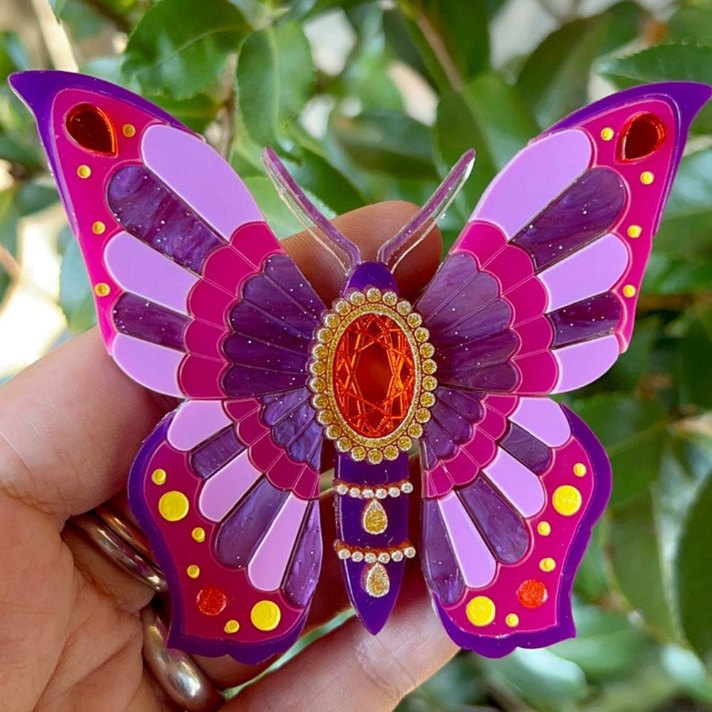 Victorian Age Inspired Insect Jewels Statement Acrylic Brooch - Purple Butterfly by Makokot Design by Quirks! at Shirley Shoppe