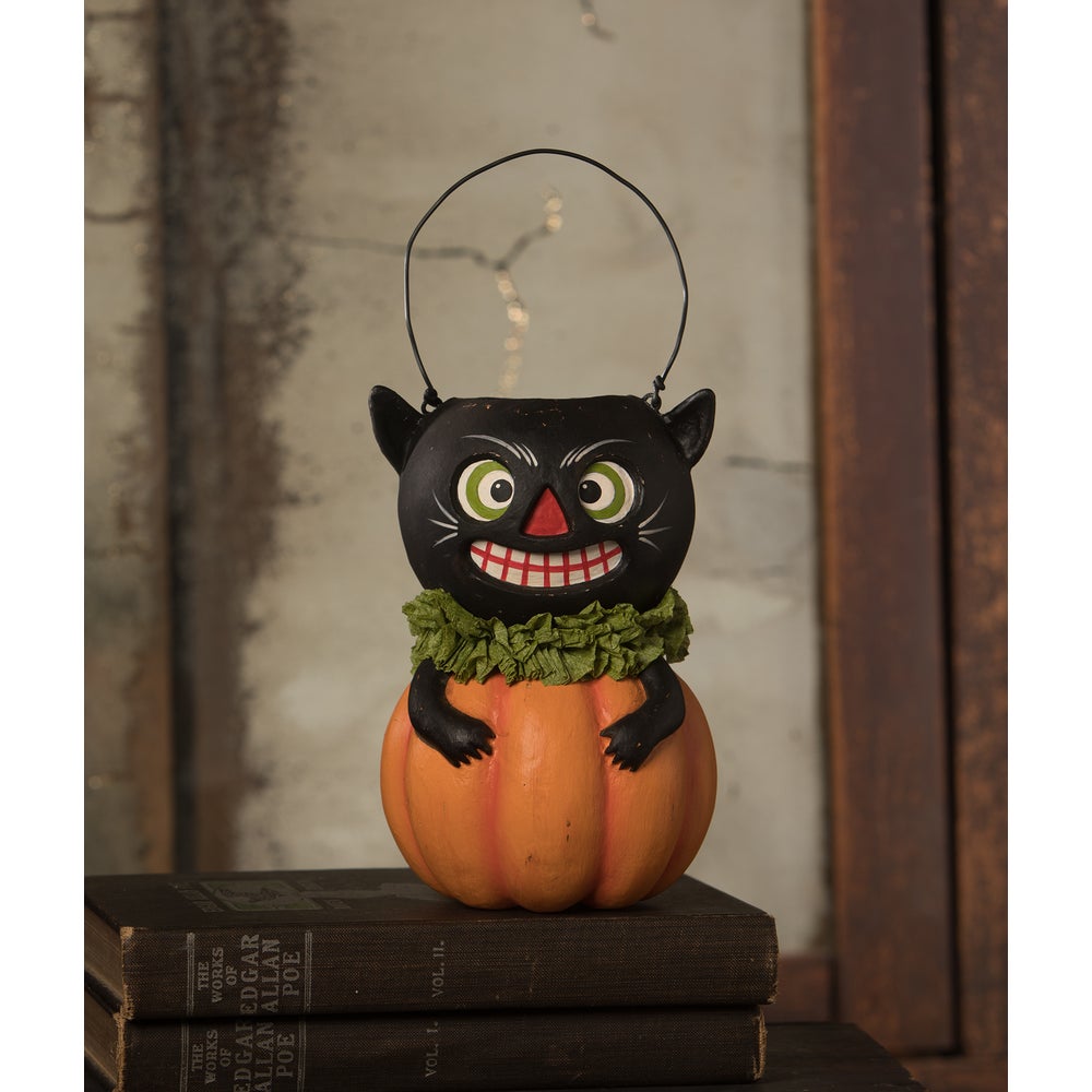 Vintage Black Cat in Pumpkin by Bethany Lowe Designs by Quirks! at Shirley Shoppe
