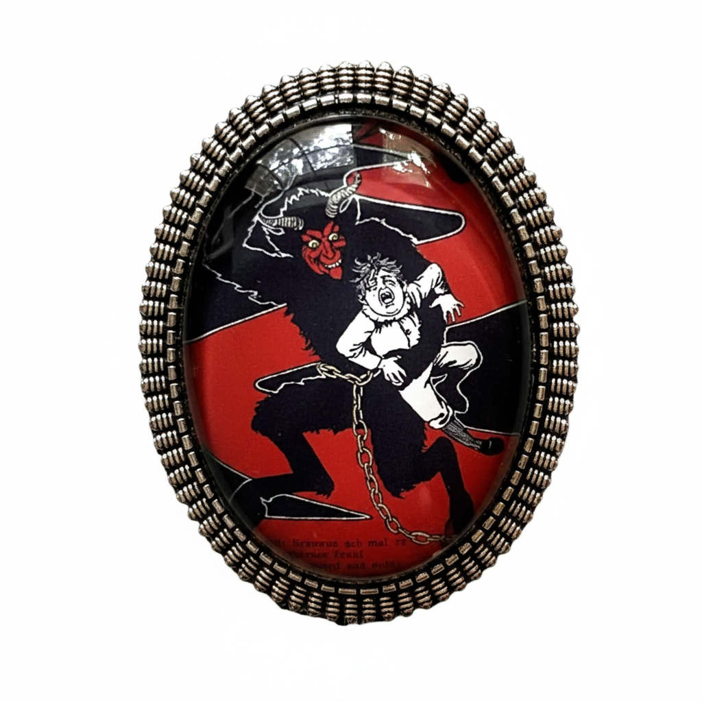 Vintage Cameo Style Krampus Brooch